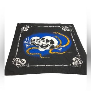 Vintage 1990’s Skull Snakes Bandana made in USA